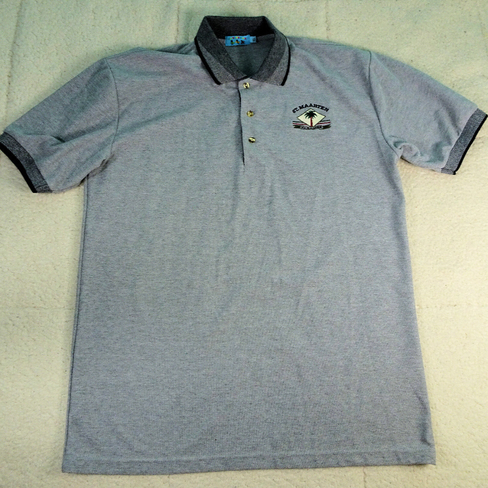 Caribbean St. Maarten Paradise Gray Polo Shirt XL